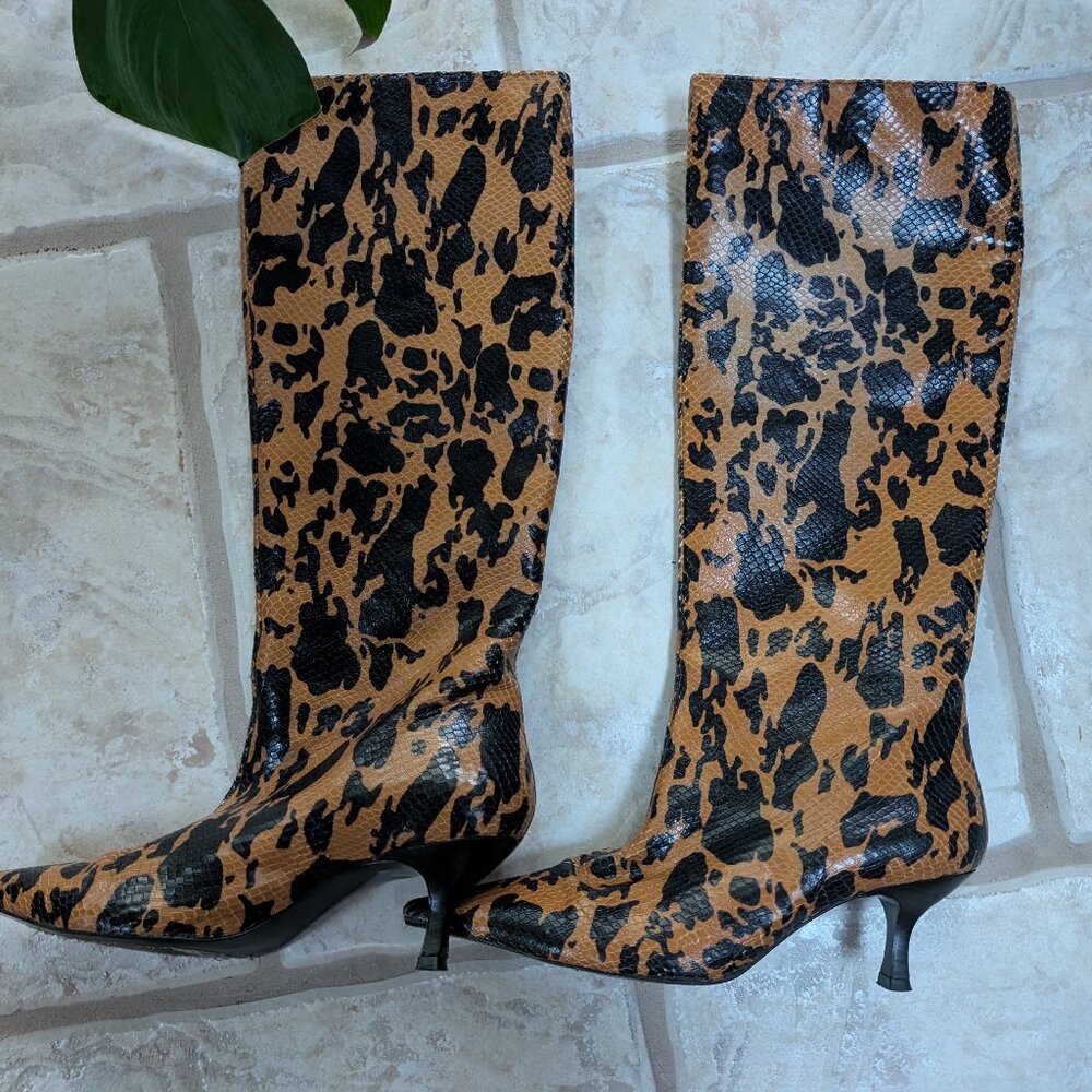 Amber Leopard Print Knee-High Stiletto Boots - Women - Picture 2 of 9